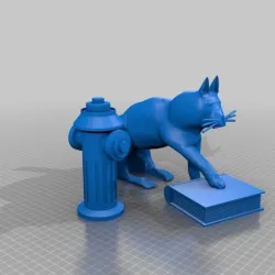 sophisticated cat next to fire hydrant