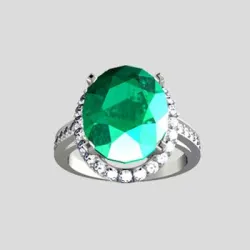 3D model Women ring with Gemstone and diamonds