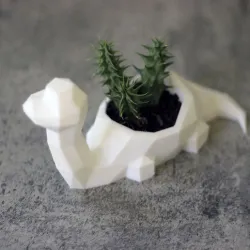 Cactus Pot Planter Dinosaur Brontosaurus Apatosaurus Low poly