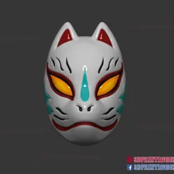 Japanese Fox Mask Demon Kitsune Cosplay STL File