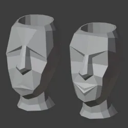 SAD FACE POT HAPPY FACE LOW POLY