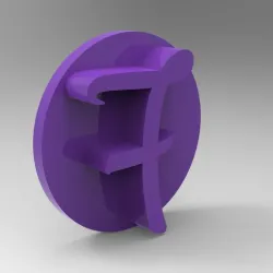 Alphabet stamp plus fondant cutter for letter F ready for 3D printing