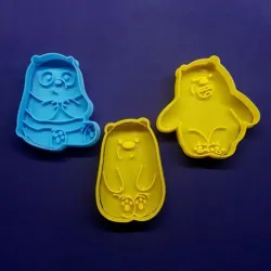 Cortante Para Galletita Escandalosos Oso Polar Panda y Pardo Cookie We Bare Bears Grizz Ice Bear Cutter