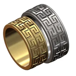 Double row Meandre Greek key pattern band 3D print model