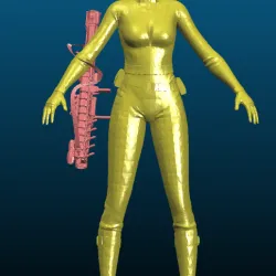 Girl in (sexy) tactical outfit with sci-fi gun - Remixed