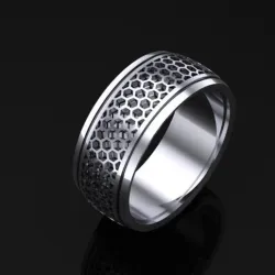 Men's hexagon style solid ring