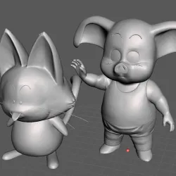 Oolong and Puar(Dragon Ball) 3D Model