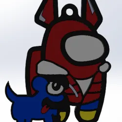 Red crewman keyring with horns, jacket and mascot