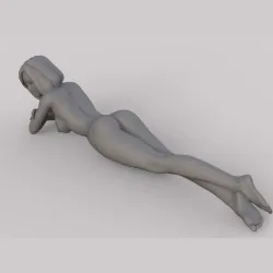 Sexy  Nude Girl Lying Down Pose V2 3D Print