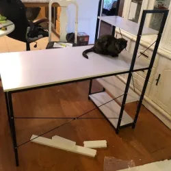 Wooden and tubular steel scale desk