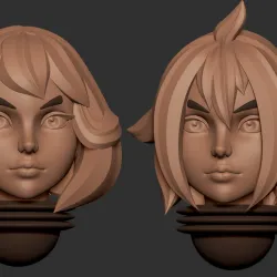 Anime set of space nuns alternative heads 3D print model