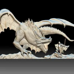 Dragon Knight 3d model bas-relief for CNC router printable