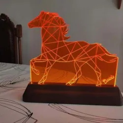Horse Lamp stand with Acrylic engrave
