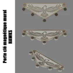 Magnetic wall-mounted key ring 5 HAWKS bunches