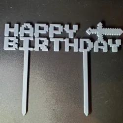 Minecraft Happy Birthday Cake Topper