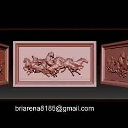 Race Horse wood carving file stl OBJ and ZTL for CNC