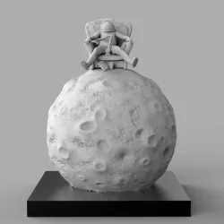 SPACEMAN ON MOON WITH BONG 3D PRINTING DIORAMA 3D print model