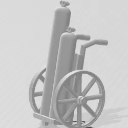 Wooden wheel welding canister cart HO