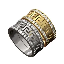 2 Diamond Versace greek key pattern bands 3D print model