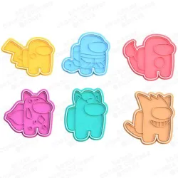 Among Us Pokemon cookie cutter set of 6