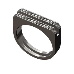 Diamond 2 Bar flat top rectangular signet ring 3D print model
