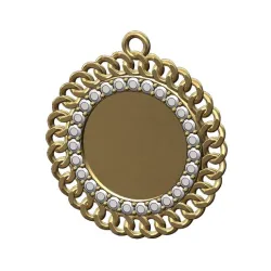 Diamond Cuban chain round memory picture pendant 3D print model