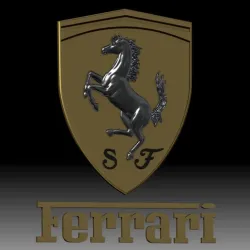 Ferrari car auto logo 3D model for 3D printer or CNC router