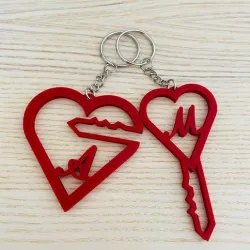 Pair of Hearts with Key and Keyhole
