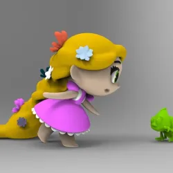 Princesses Rapunzel and Pascal Collection 3D print model