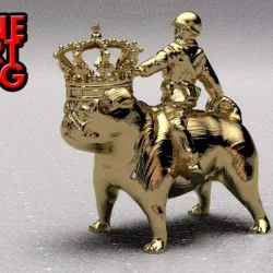Titled: "Wishful thinking, riding my pug called Marie-Antoinette".