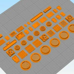 28mm postapocalyptic building details: wall greebles set 1