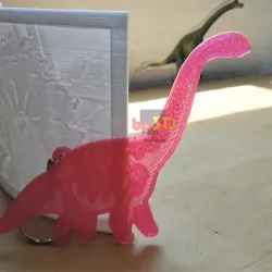 Key ring lithophany dinosaur skeleton: Brontosaurus