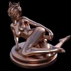 Nude Sexy Woman Sculpture Play Dildo