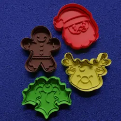 Santa Claus Misteltoe Rainder Gingerbread Man Cookie Cutter Set STL