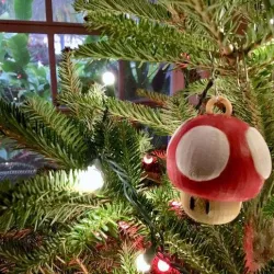 Super Mario Mushroom 1up Tree Ornament with Hoop
