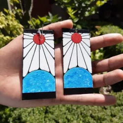 Tanjiro Hanafuda Earrings. Kimetsu No Yaiba