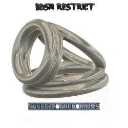 Triple Cock and Balls squeezing Ring - Scrotum constrict cage - interlock clench Bondage rpb-02 3d print cnc