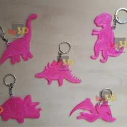 Various dinosaur skeleton lithophany key rings