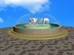 3d water fountain with three elephant dwg file