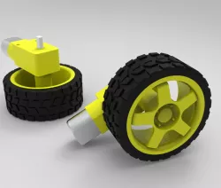 DC motor with wheel