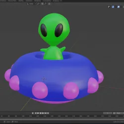 alien in cute ufo. Blender and STL