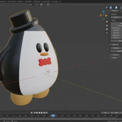 Cute penguin with hat. STL and Blender.
