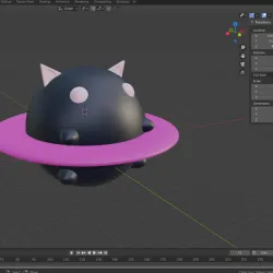 Cute saturn planet cat. Blender and STL