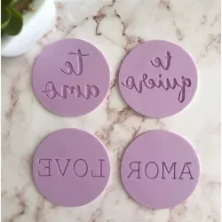 Kit 4 stamps Love theme + GIFT Circle, for fondant, cookie, etc.