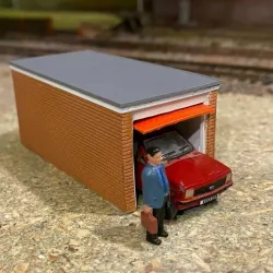Model Railway Brick Garage with Flat Roof