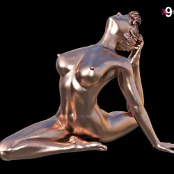 Sculpt Nude girl Yoga pose - One Legged King Pigeon