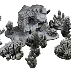 Cactus plant set fantasy scatter terrain (desert plants and scatter terrain, tabletop/wargame terrain)