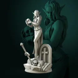 Laedria the Necromancer 32mm and 75mm pre-supported