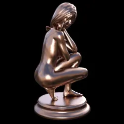 Nude Kneeling Female Statue Sculpture Erotic Art