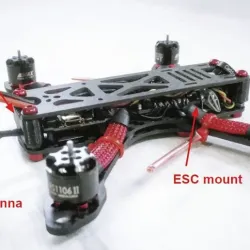 Red Black concept FPV drone parts - Camera mount, vtx mount, ESC mount.